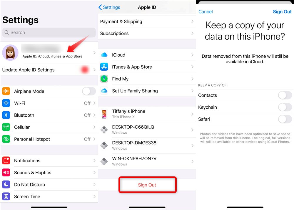đăng xuất đăng nhập iCloud