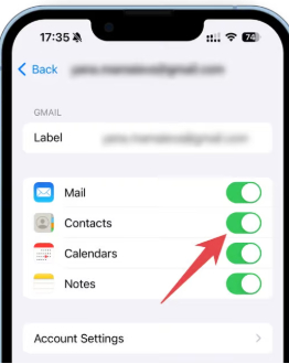 dong bo danh ba google voi iphone qua cai dat