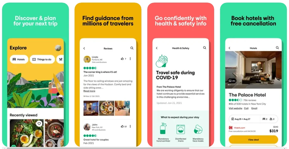 TripAdvisor tren iPhone duoc thiet ke voi giao dien don gian, de su dung va toi uu hoa cho he dieu hanh iOS. Nguoi dung co the de dang tim kiem thong tin chi voi vai thao tac cham hoac vuot