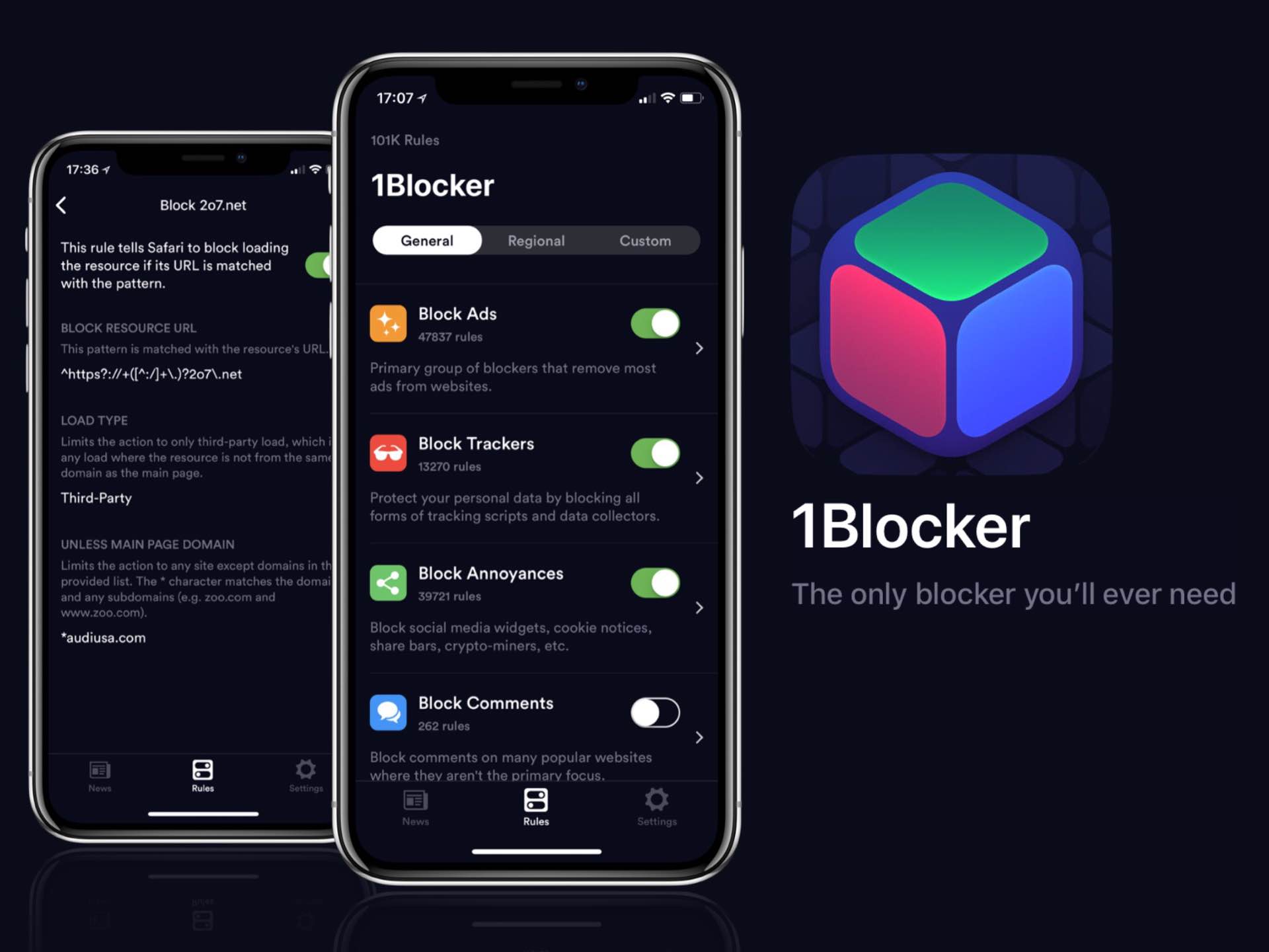 1Blocker la mot ung dung iOS chuyen dung giup chan quang cao, cua so pop-up, trinh theo doi va cac yeu to gay phien nhieu khac khi duyet web bang Safari tren iPhone
