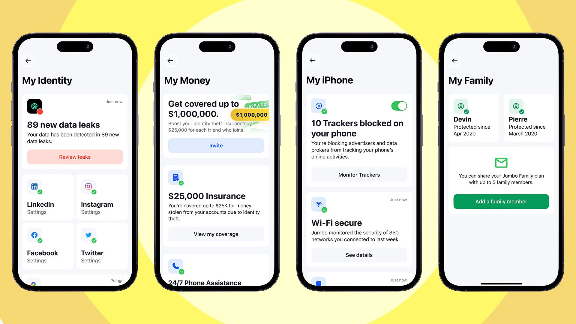 Jumbo la mot ung dung bao mat mien phi danh cho iPhone, giup nguoi dung kiem soat va bao ve thong tin ca nhan tren cac nen tang nhu Facebook, Google, Instagram, Amazon, va nhieu dich vu truc tuyen khac