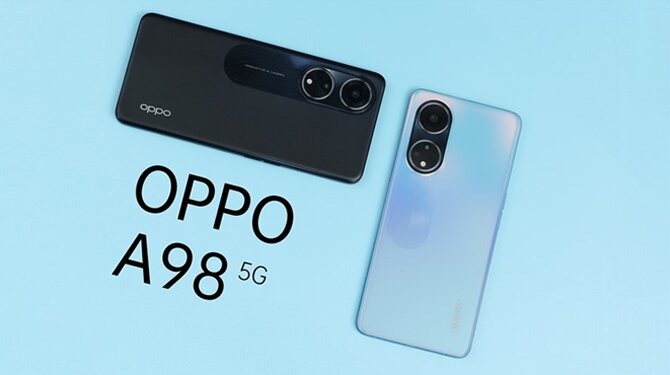 OPPO A98 5G so huu ngoai hinh tre trung va hien dai, phu hop voi nhieu doi tuong nguoi dung, dac biet la gioi tre va dan van phong