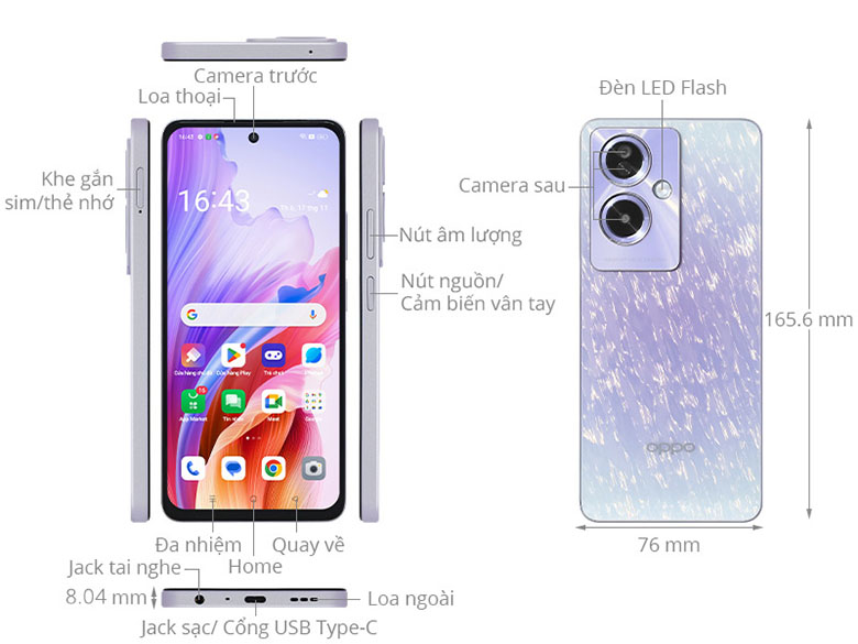 **OPPO A79 5G la mot mau smartphone tam trung noi bat trong phan khuc duoi 6–7 trieu dong, phu hop voi hoc sinh, sinh vien, nhan vien van phong va nguoi dung pho thong
