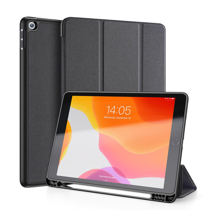 iPad Gen 9 giu nguyen phong cach thiet ke co dien quen thuoc voi nguoi dung iPad, voi vien tren va duoi tuong doi day, nut Home vat ly tich hop cam bien van tay Touch ID