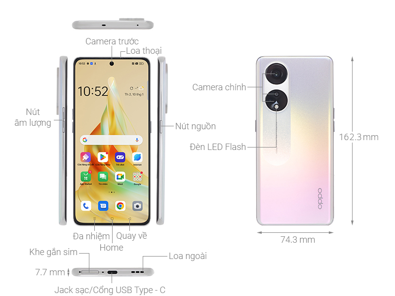 Voi muc gia hop ly, OPPO Reno8 T mang den nhieu uu diem noi bat: thiet ke dep, man hinh AMOLED chat luong, camera 108MP an tuong, pin lon va sac nhanh