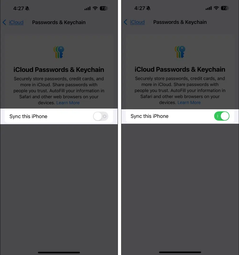 thiet lap iCloud Keychain